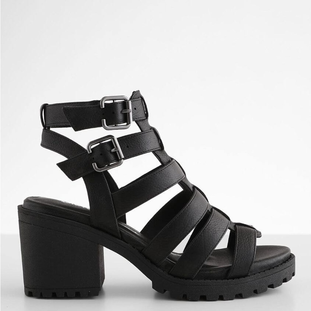 Black Strappy Block Heel Sandals